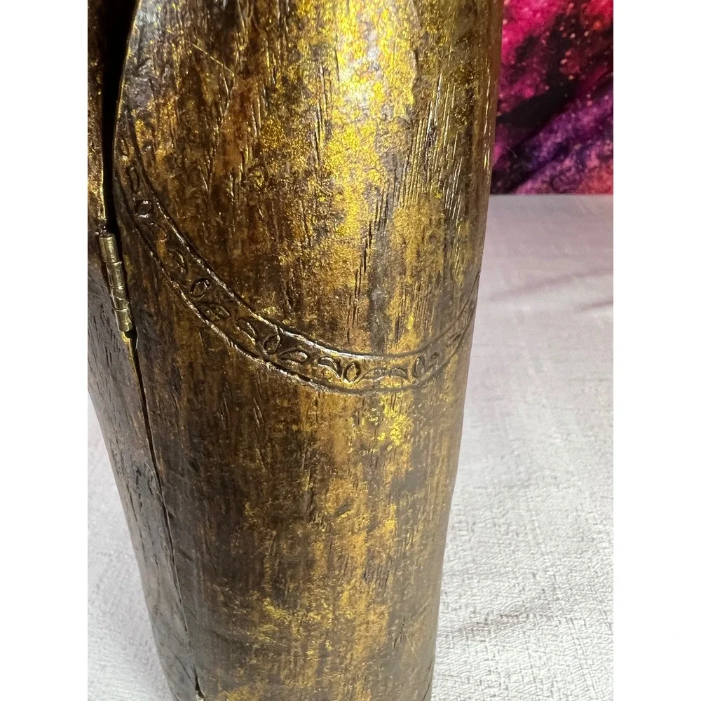 Vintage Gold Triptych Nativity Scene Folding Three Wise Men Christmas Decor 9.5